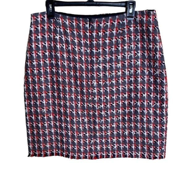 NWT LK Bennet Danna Red Tweed Skirt with Fringe Work Office Professional - Picture 3 of 8